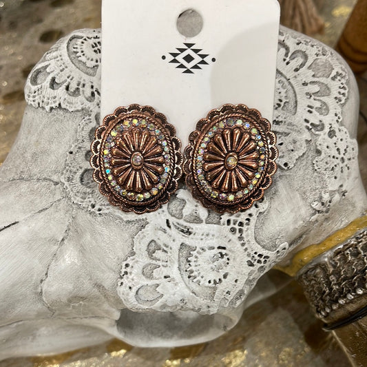 Copper diamond earrings