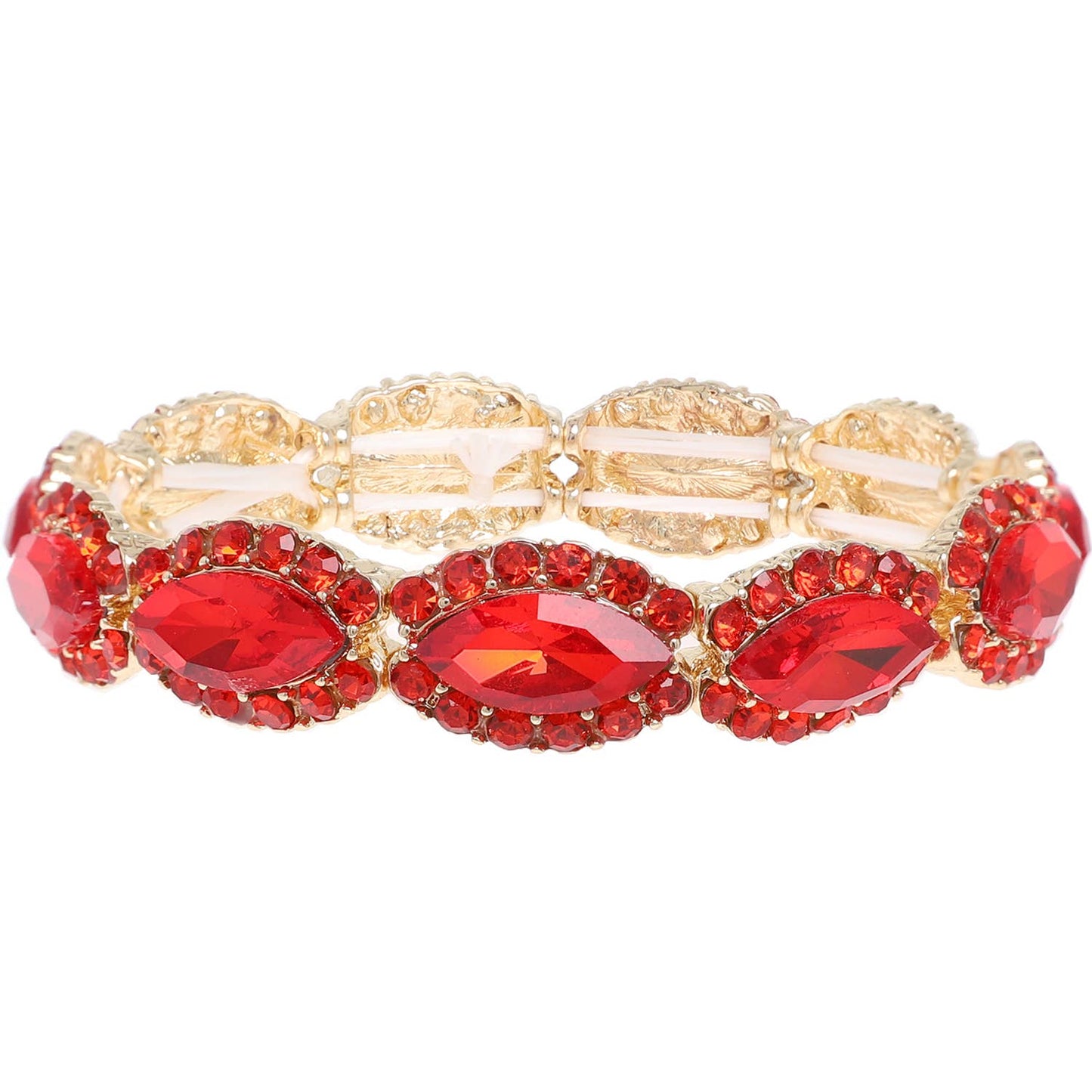 Crystal Gemstone Petal Cut Cluster Bracelet: Gold Iridescent