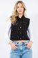 Iconic Denim Vest Jacket with Rhinestones: Black / L