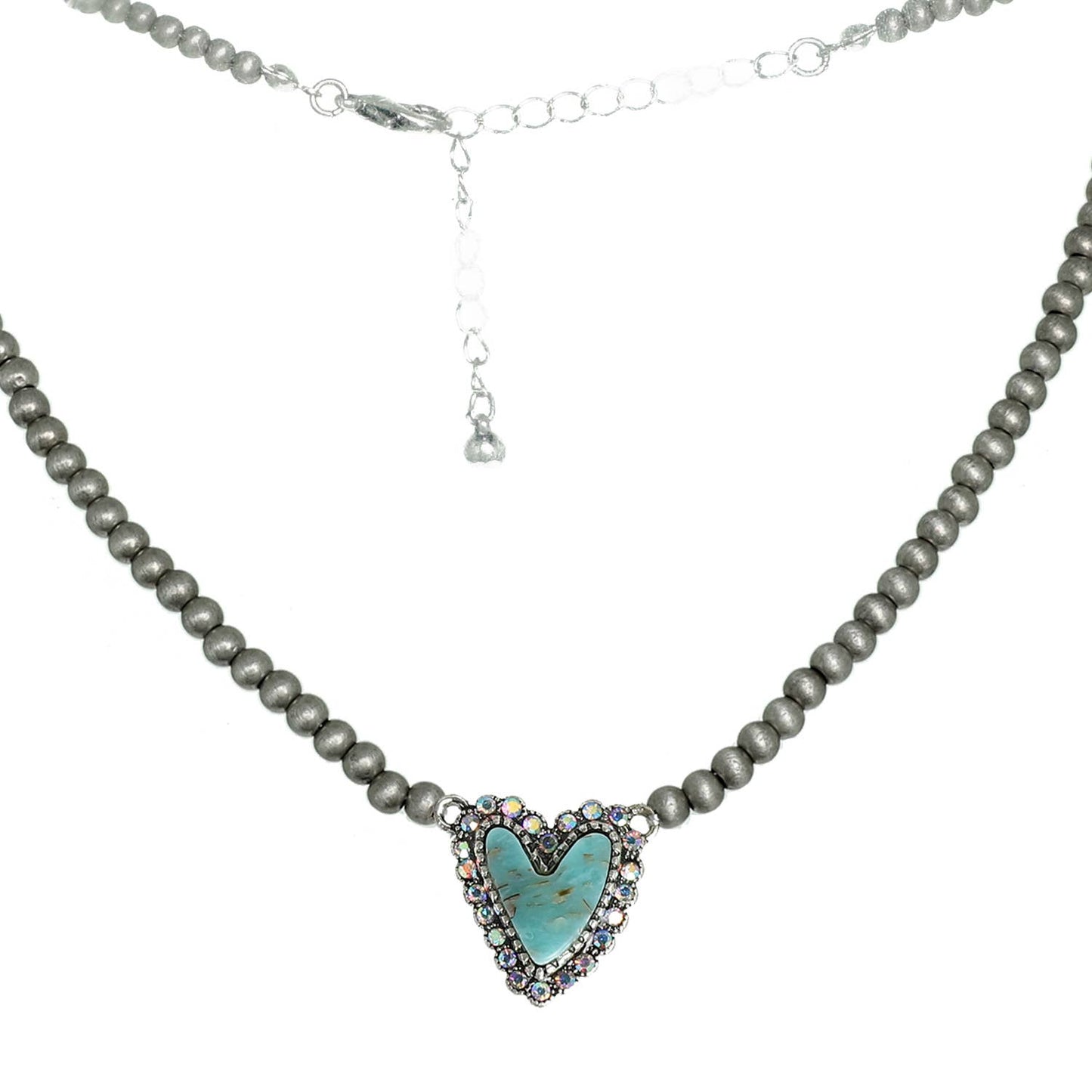 Western Navajo Turquoise Heart Charm Necklace