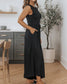 Low Back Wide Leg Jumpsuit: Black / M
