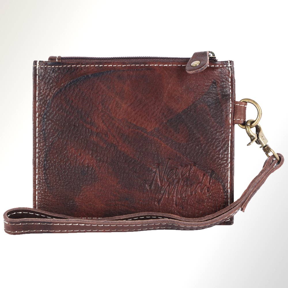 Genuine Leather Wallet Wristlet (Teal)