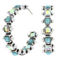 Western Square Cut Crystal Hoop Earrings : Iridescent