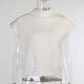 Turtleneck knit vest short sweater vest: White
