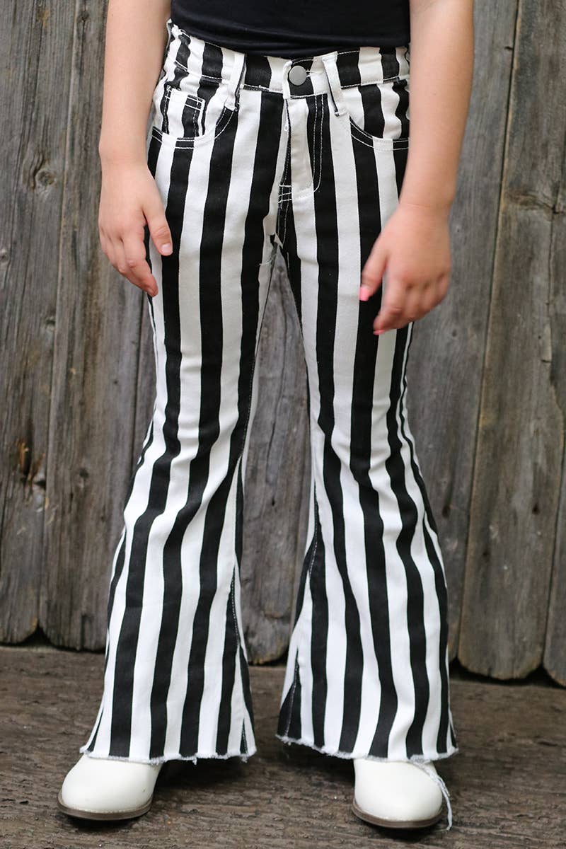 BLACK & WHITE DENIM STRIPE PANTS.  XS