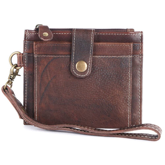 Genuine Leather Wristlet Wallet (Brown)