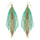 Western Native American Bead Fringe Earrings : White