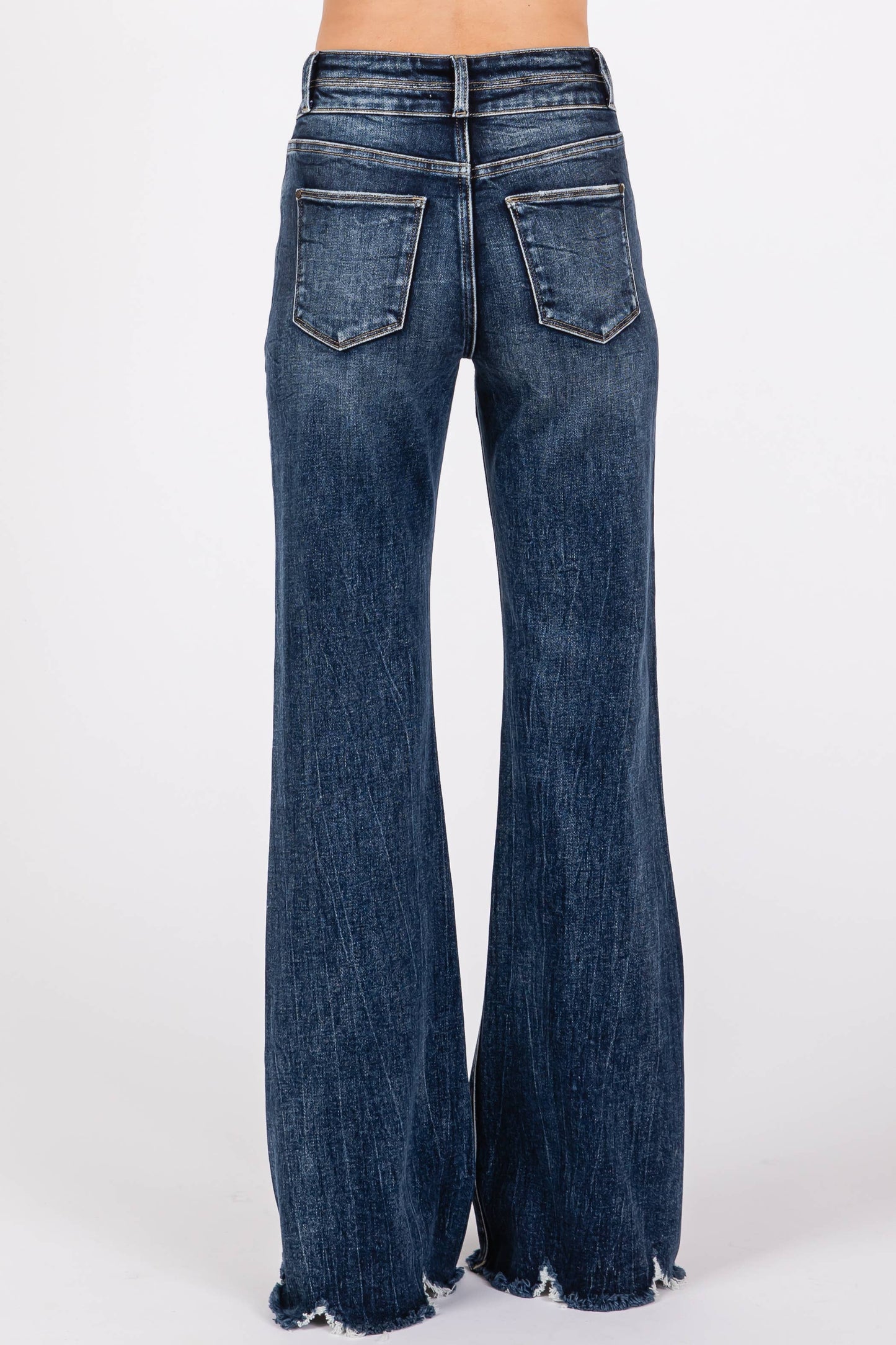 P1153F-DM HIGH RISE STRETCH WIDE LEG FLARE JEANS: 1/24