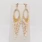 White Crystal Tassel and Rhinestone Stud Earrings