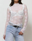 Lux Layering Floral Lace See Through Mesh Top Blouse (Lime Green)