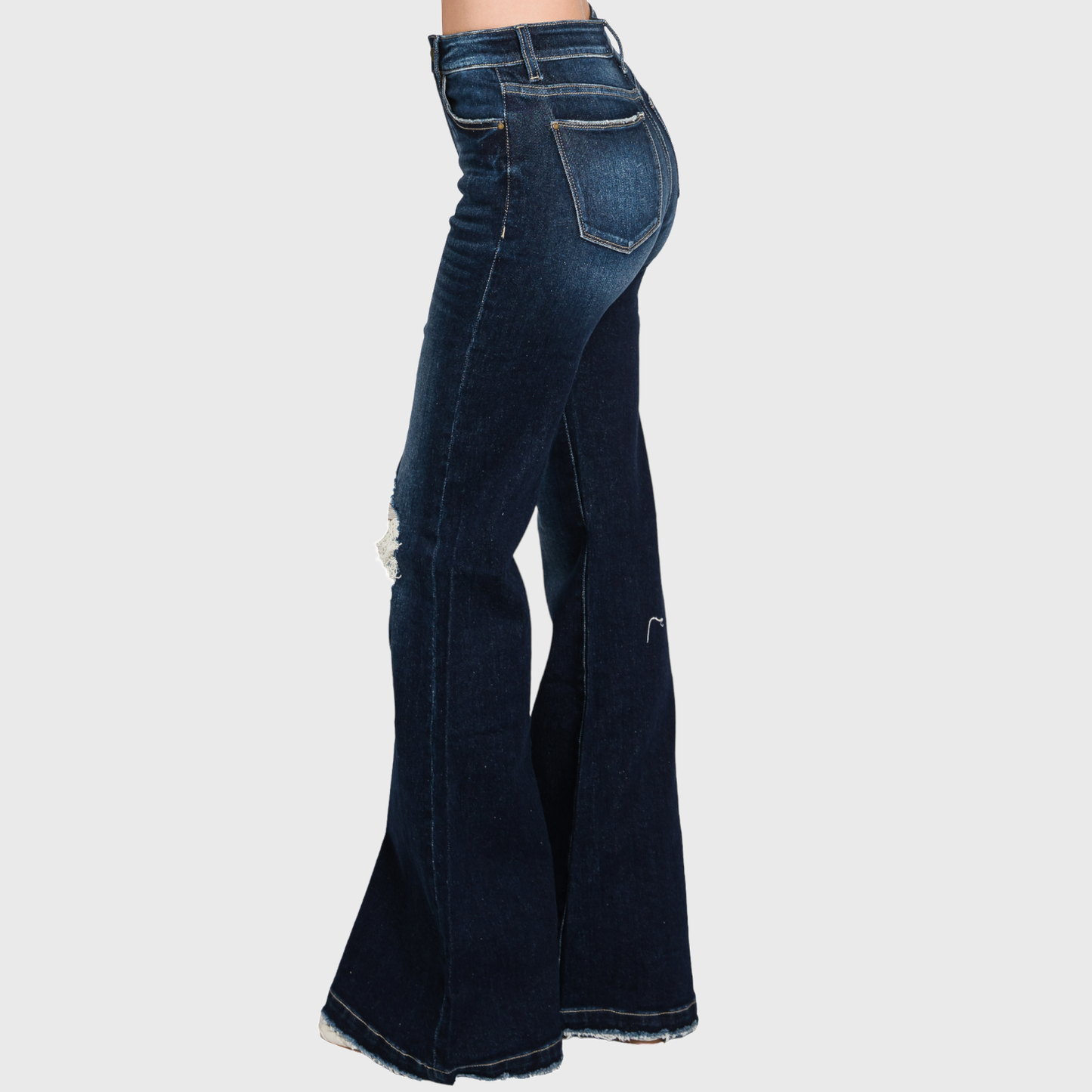 P289F-DK DISTRESSED SUPER HIGH RISE 70'S INSPIRED FLARE: 5/26