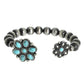 Navajo Pearl Beaded Floral Double Cuff Bracelet