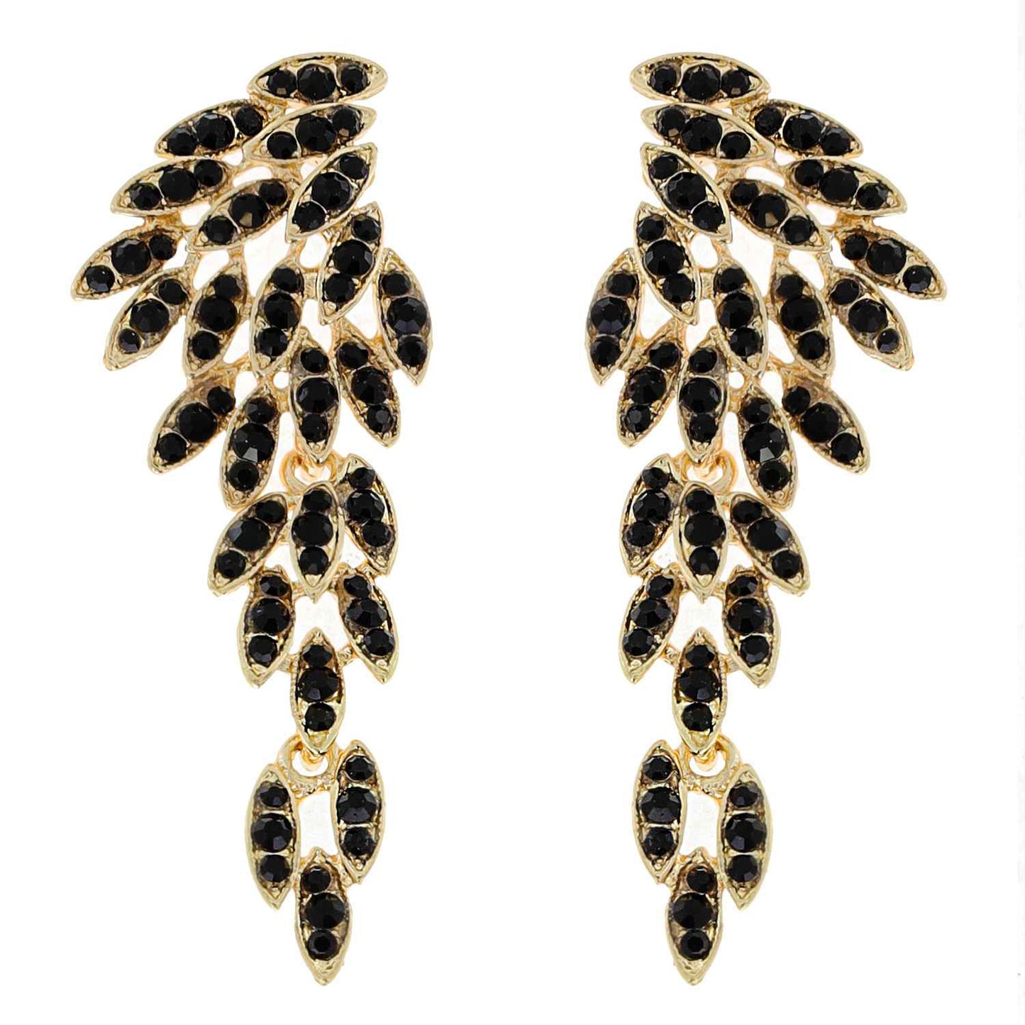 Wing Shaped Long Drop Crystal Cluster Earrings : Iridescent