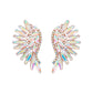 Colored Rhinestone Wing-shaped Earrings Bohemian Style: Black