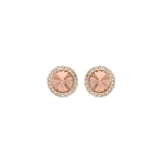 Vintage Style Crystal Halo Stud Earrings : Rose Gold