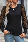 Leopard Mesh Puff Sleeve Top: Black / 100%Polyester / L