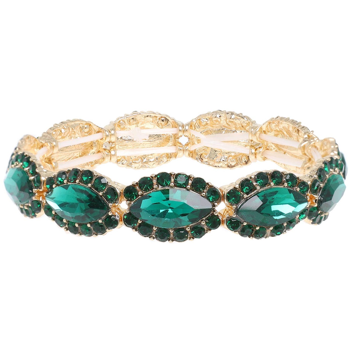Crystal Gemstone Petal Cut Cluster Bracelet: Rose Gold