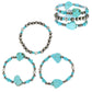 Semi Stone & Mix Navajo Pearl Beaded 3 Pack Bracelet Set: Copper White