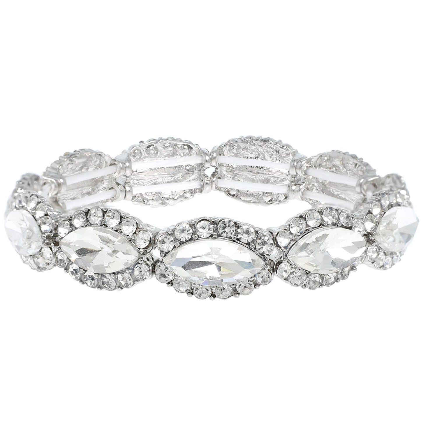 Crystal Gemstone Petal Cut Cluster Bracelet: Rose Gold