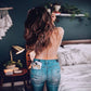 Pearl rhinestone studded sheer mesh see through T-shirt top: White / M