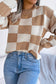 WOMEN PATCHWORK PATTERN LOOSE FIT KNITTED SWEATER_CWOSWL0435: Black / (M) 1