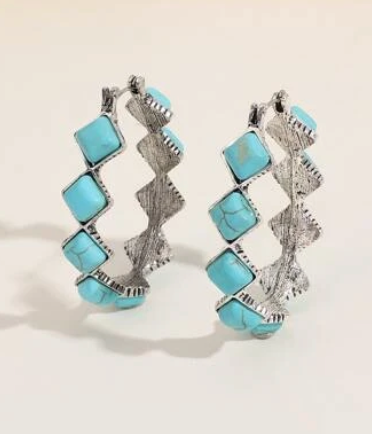 Turquoise Decor Hoop earrings