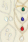 Large Rhinestone Teardrop Pendant Necklace & Earring Set: Gold Iridescent