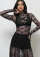 Lux Layering Floral Lace See Through Mesh Top Blouse (Lime Green)