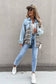 WOMEN DENIM PATCHWORK PLAID JACKET_CWJJ0050: LIGHTBLUE / (S) 1