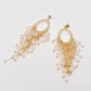 White Crystal Tassel and Rhinestone Stud Earrings