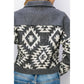 AZTEC BREAST FLAP POCKET HOLIDAY SHACKET: BLACK / M