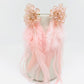 Hand-woven Flower-shaped Beaded Pink Feather Earrings: 2# Pink