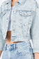 Rhinestone Crop Denim Jacket: Med Wash / M