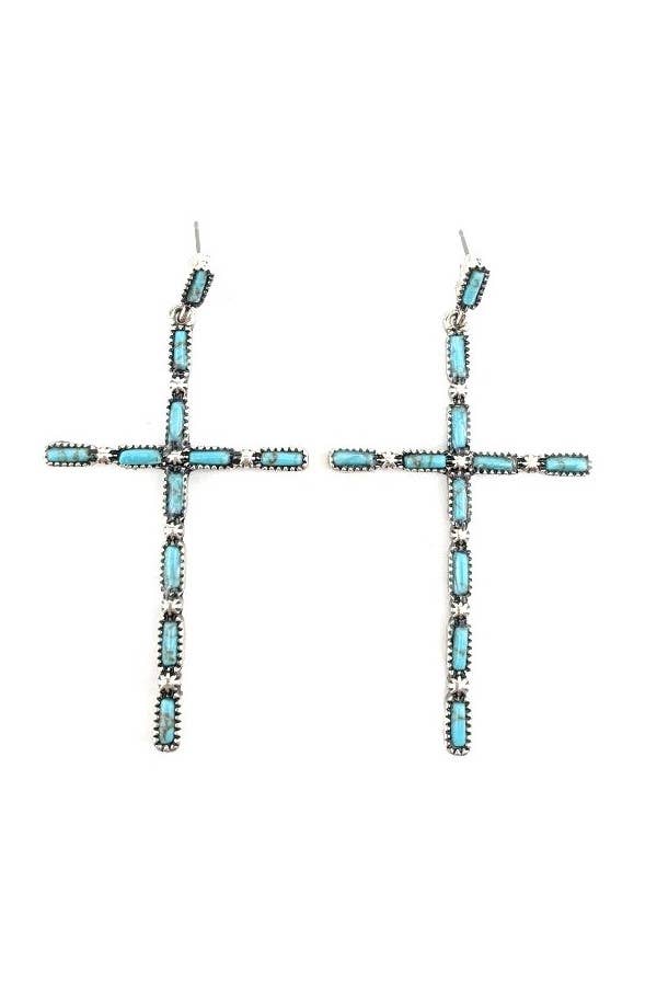 WESTERN CROSS DESIGN POST EARRINGS: FUCHSIA