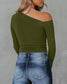 Asymmetrical Long Sleeve Top: Green / M