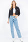 Rhinestone Crop Denim Jacket: Med Wash / M