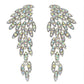 Wing Shaped Long Drop Crystal Cluster Earrings : Iridescent