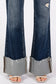 P1313F-DK MID RISE COMFORT RELAXED FLARE W/ CUFFED HEM: 7/27