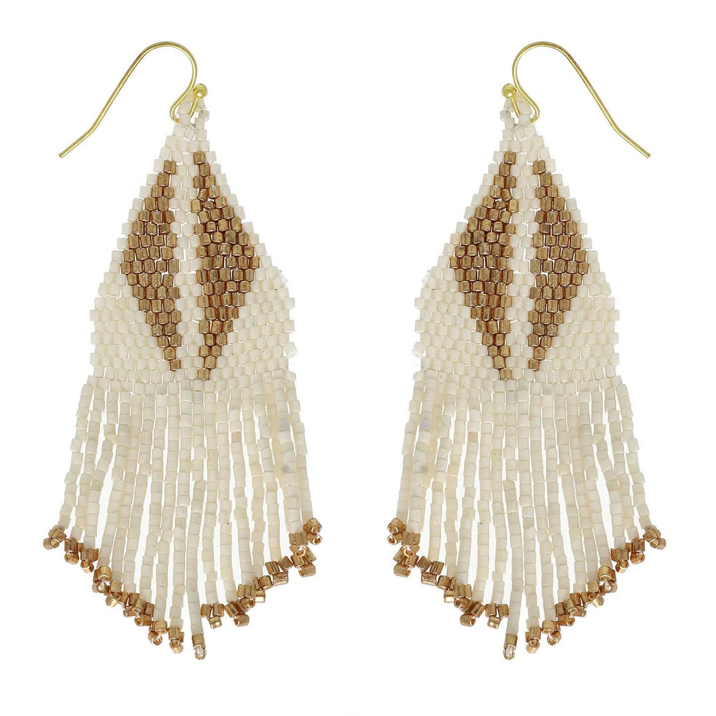 Western Native American Bead Fringe Earrings : Black