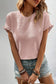 Crinkle Ruffle Short Sleeve Blouse: Light Pink / M