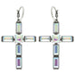 Western Gemstone Cross Hoop Earrings : Black