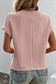 Crinkle Ruffle Short Sleeve Blouse: Light Pink / XL