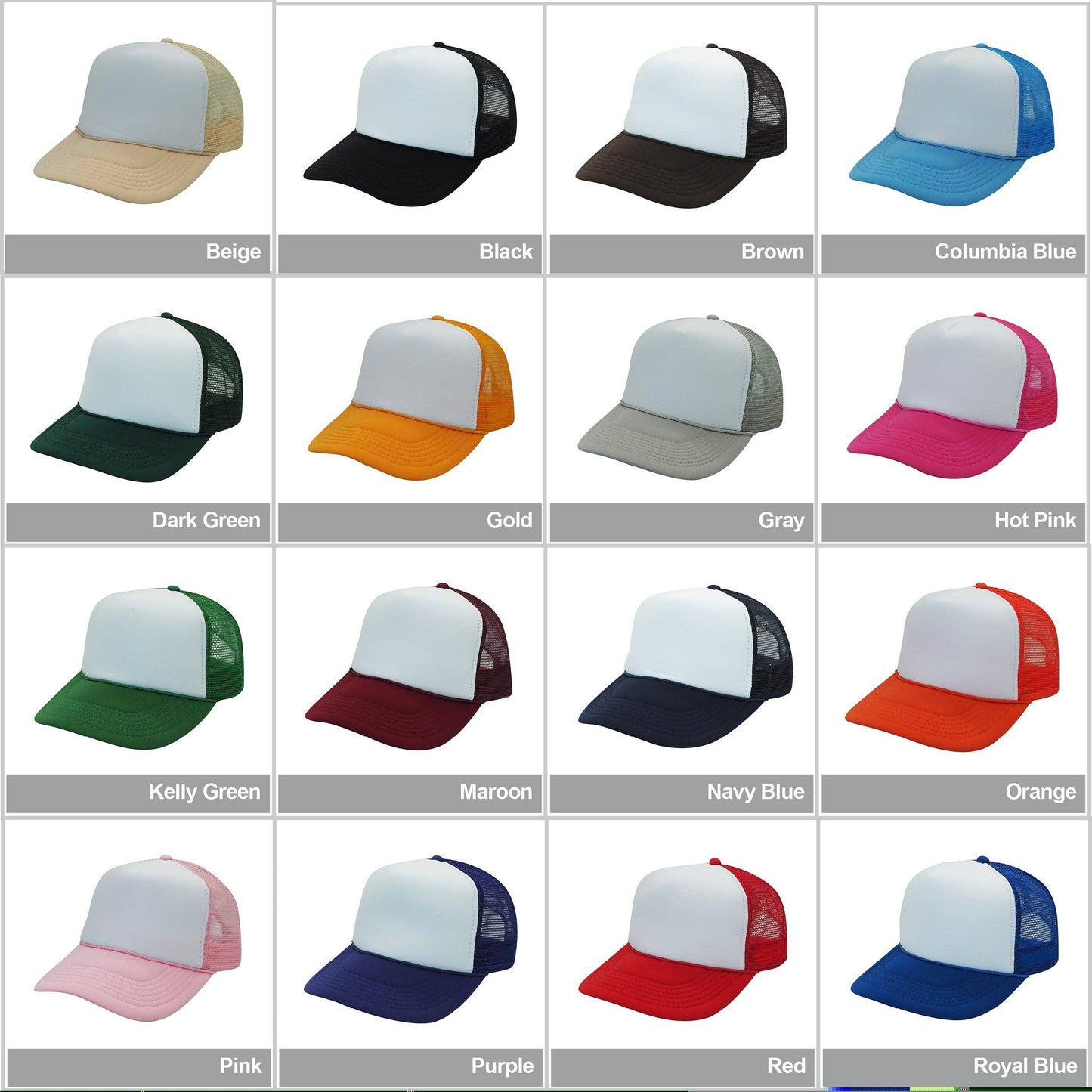 Nissun Classic Trucker Baseball Hats Caps Foam Mesh Blank Solid Two Tone Snapback Adult Youth: Navy