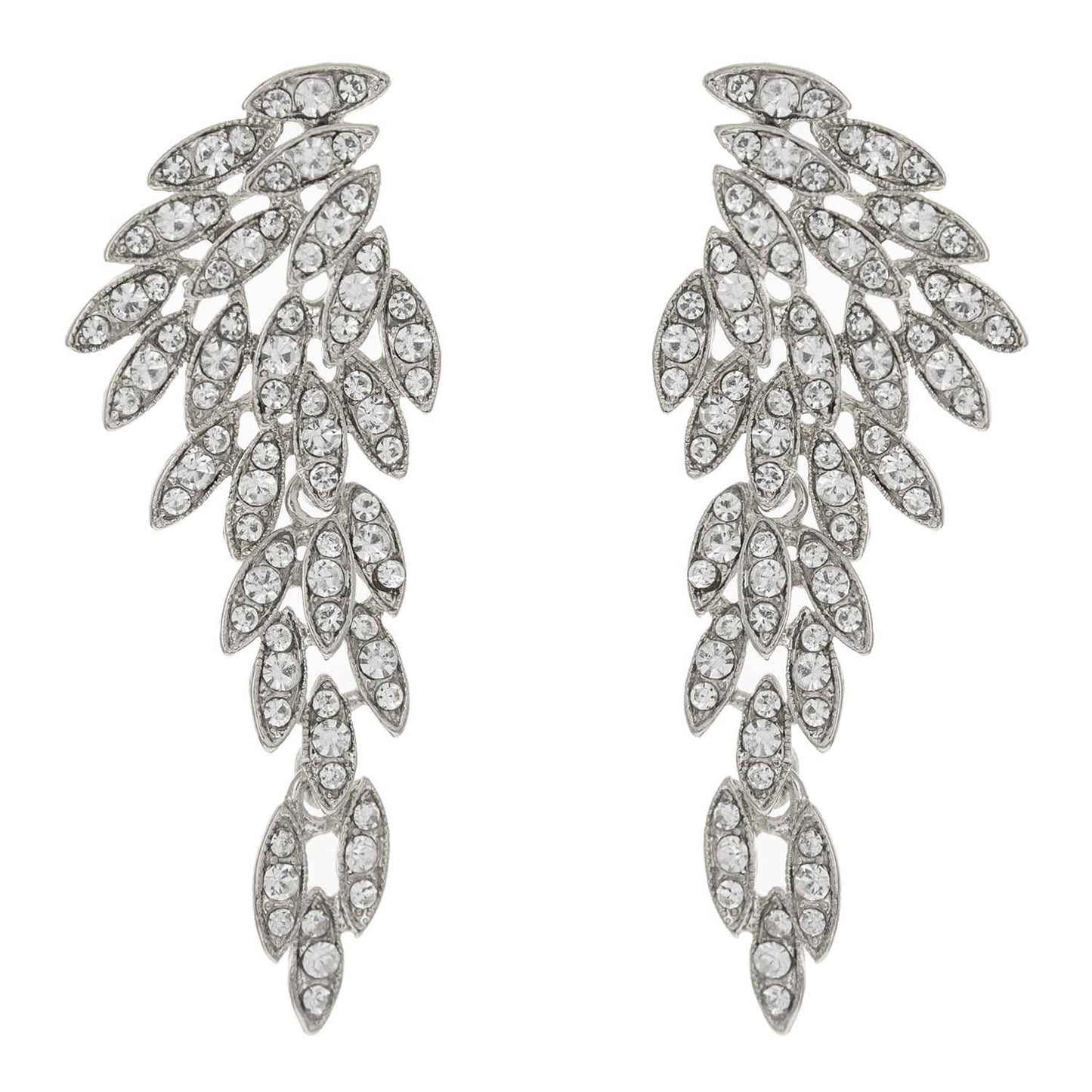 Wing Shaped Long Drop Crystal Cluster Earrings : Iridescent