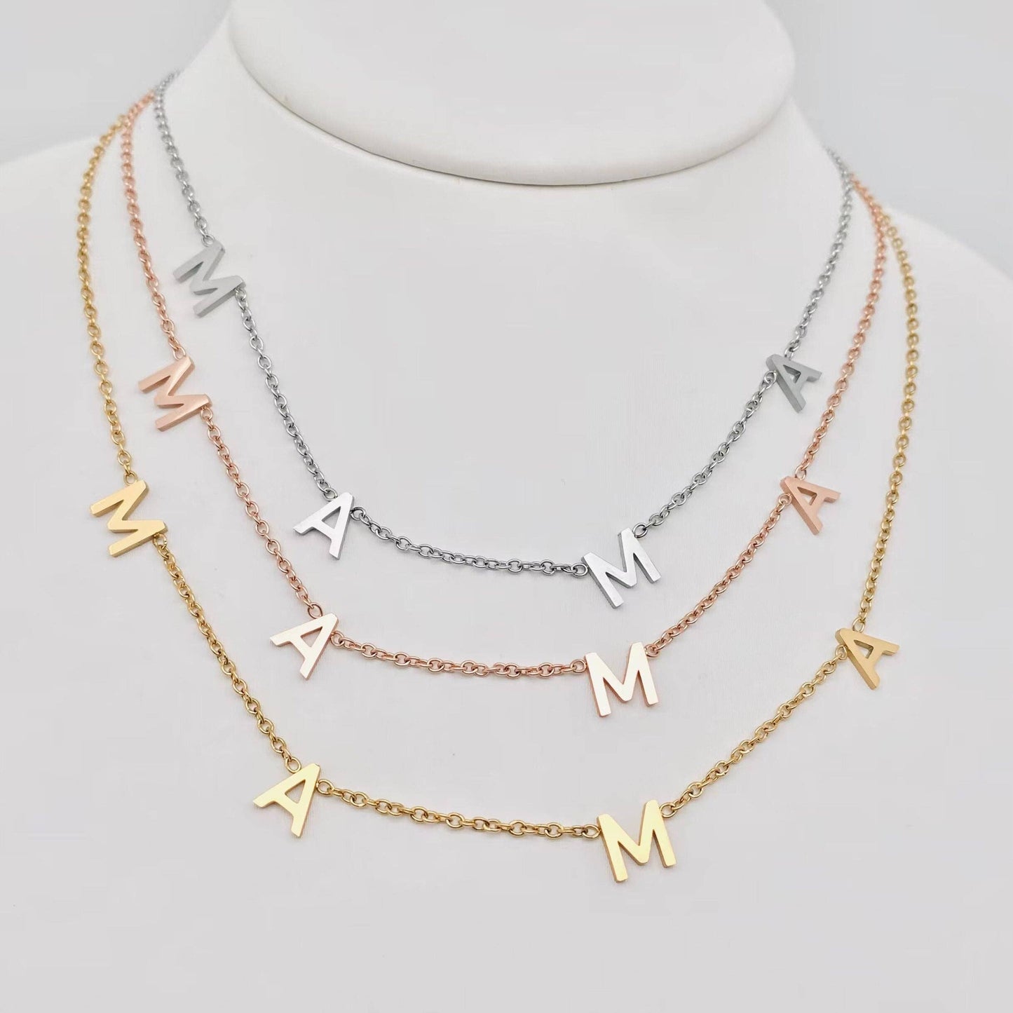 MAMA Stainless Steel Chain Necklace: Rose Gold