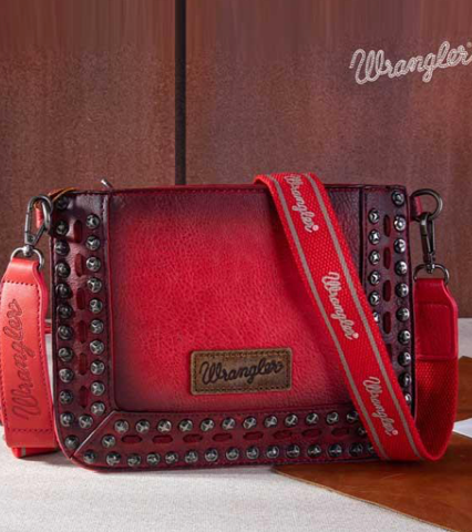 Wrangler Studded Wristlet Crossbody: Blue