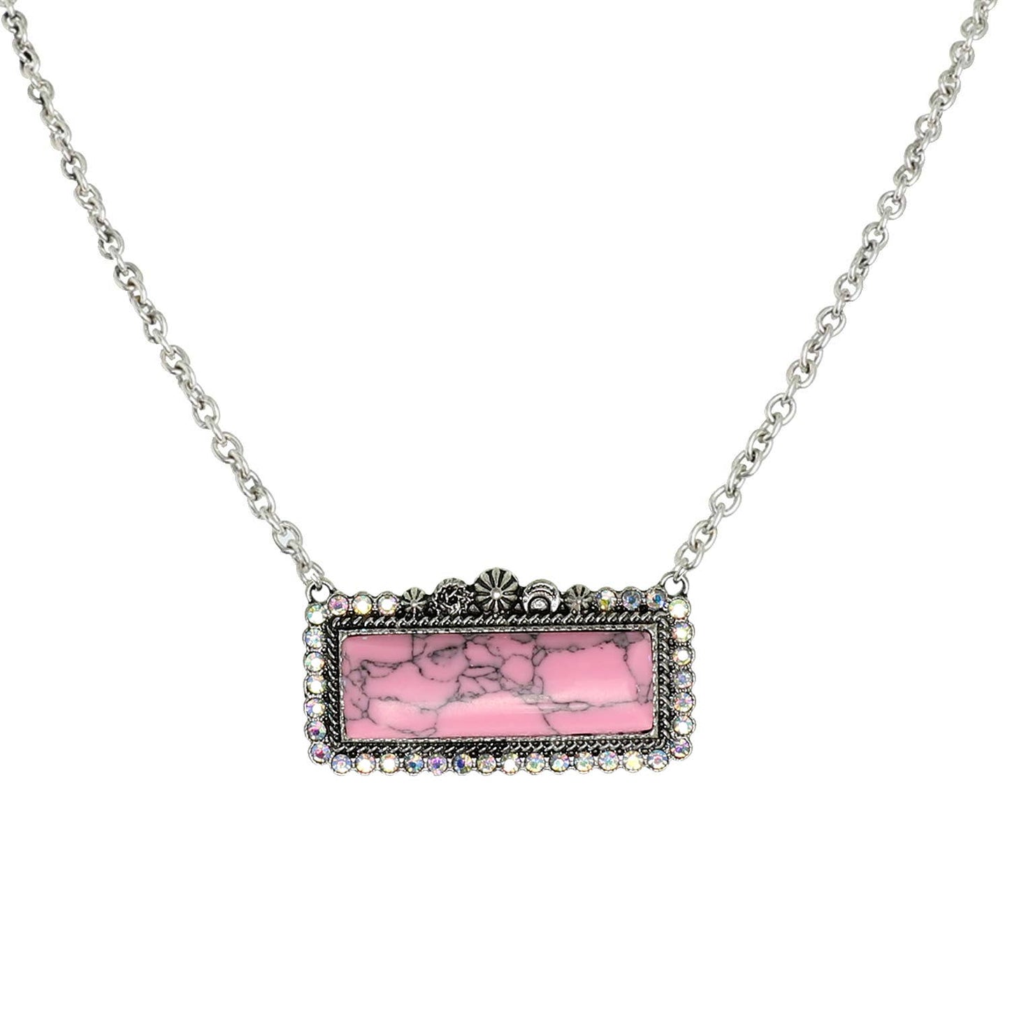 Western Rectangle Turquoise Concho Necklace: White