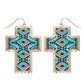 Western Aztec Design Cross Metal Earrings