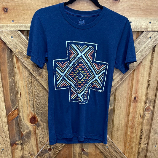 Navy Aztec Cross Tee