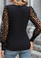 Leopard Mesh Puff Sleeve Top: Black / 100%Polyester / XL